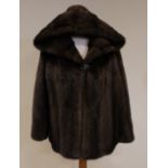 A ladies Saga Furs Royal mink fur jacket, late 20th century, half length with hood, 67cm long,