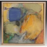 Janie McLeod (Contemporary Welsh), Abstract composition with blue yellow and orange, Acrylic on