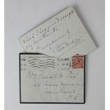 A mourning card hand written by Princess Beatrice (1857-1944), on embossed Kensington Palace