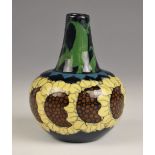 A Foley Pottery Intarsio stem vase by Frederick Rhead, early 20th century, of compressed globe and