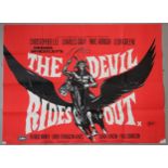 A UK quad cinema poster for the Hammer Film production of Denis Wheatley's THE DEVIL RIDES OUT