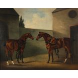 Daniel Clowes (British, 1774-1829), Carriage horses in a stable yard, Oil on canvas, Signed lower