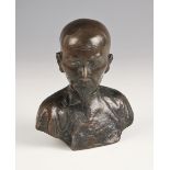 Chinese School (20th century), a patinated bronze modelled as the bust of a Chinese Scholar, 11cm