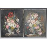 Dutch school (19th century), A pair of floral still lives, Oil on canvas, Unsigned, 50cm x 40.5cm
