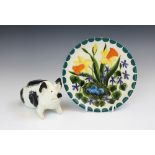 A Griselda Hill Pottery pig, 21st century, naturalistically decorated, painted maker's mark to base,