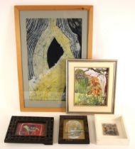 Nora Hornbuckle (British, 20th century), A forest scene, Machine embroidery and fabric, Unsigned,