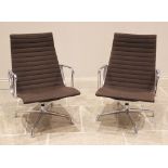 A pair of Eames for Herman Miller 'management' chairs, circa 1960, the ribbed upholstery seats and