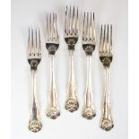 A pair of George IV silver Kings husk pattern table forks, Paul Storr, London 1820, of typical