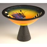 A Richard Godfrey (British, 1949-2014) studio pottery footed bowl, late 20th century, the glazed