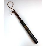 A Victorian City Of York turned wood truncheon, dated 1852, painted with the VR cipher, transfer