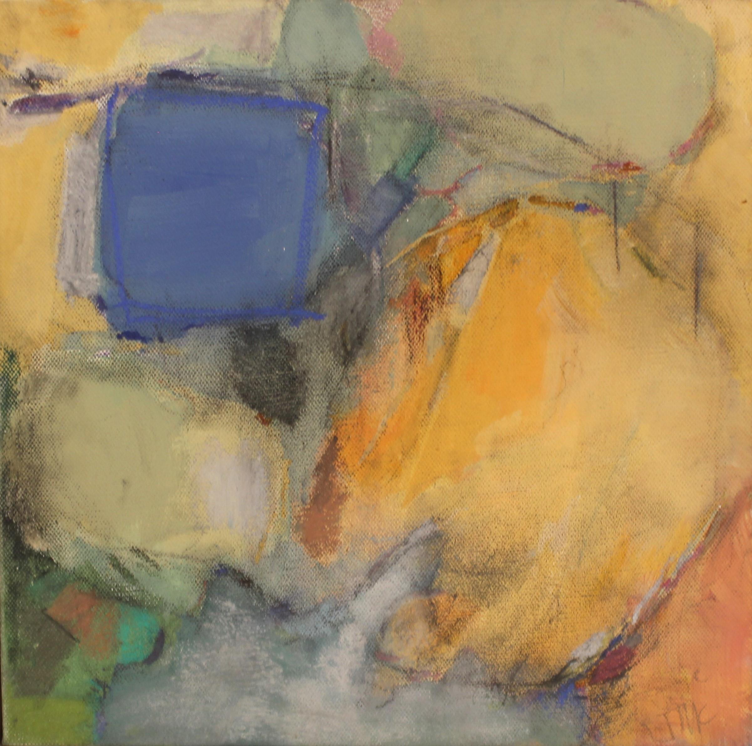 Janie McLeod (Contemporary Welsh), Abstract composition with blue yellow and orange, Acrylic on - Image 2 of 3