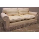 A large 'Country House' sofa, by Sinclair Melson Ltd, in cream herringbone fabric, later lilac loose