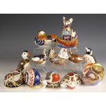 A collection of Royal Crown Derby paperweights, 20th century and later, to include: a cockerel, gold