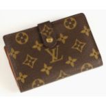 A Louis Vuitton monogram Portemonnaie 'French purse', with press stud fasten enclosing card slots,