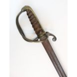 A 19th century sword modelled on the British Artillery officer's pattern, the 78cm half fullered