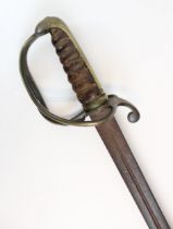 A 19th century sword modelled on the British Artillery officer's pattern, the 78cm half fullered