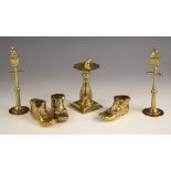 A selection of brassware, 20th century, comprising: a pair of miniature street lamps, each 14.5cm