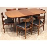 E Gomme for G-Plan, six teak dining chairs and table, mid 20th century, the chairs with a concave