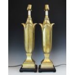 A pair of contemporary Uttermost composite table lamps, each modelled as an Art Nouveau style gilt