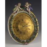 A Meissen porcelain framed easel timepiece, signed Asprey & Son, New Bond St, the 18cm gilt metal