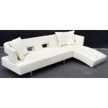 A contemporary Italian cream leather corner sofa by Formenti,