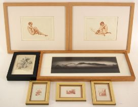 Suzanne Meunier (French, 1888-1979), Two boudoir prints depicting female nudes, Each signed in