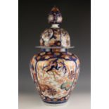 A large Japanese Imari temple jar, Meiji period (1868-1912), the large baluster shaped vase