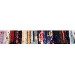 Thirty six silk and silk chiffon scarves by Laura Ashley, of varying shapes, sizes and designs to