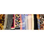 Fourteen silk scarves by Jaeger, of varying shapes, sizes and designs to include, animal print,