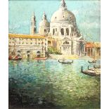 Continental school (20th century), A view of Santa Maria Della Salute, Venice, Oil on board,