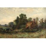 J. Elliot (English school, 19th century), A tumbledown country cottage in a landscape, Oil on