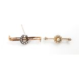 A Victorian style split pearl brooch, the raised central motif designed as a flowerhead with split
