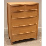 An Ercol Savona model 2427, light oak chest of drawers, late 20th/early 21st century, formed with