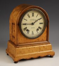 A South German maple cased mantel clock, mid to late 19th century, retailed by Kleyser & Co, London,