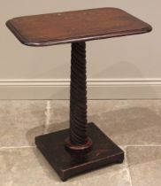 A Victorian stained wood pedestal occasional table, the rectangular moulded top upon a tapering