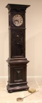 A German oak cased eight day longcase clock, stamped L.F.S (Lorenz Furtwangler & Son), early 20th
