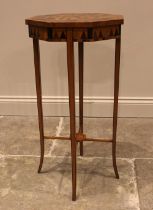 A satinwood and specimen parquetry plant stand, late 19th/early 20th century, the octagonal top