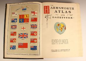 THE HARMSWORTH ATLAS AND GAZETTEER, 3/4 leather, 'Flags Of The British Empire' frontispiece,