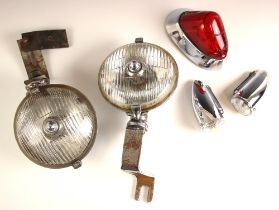 A pair of vintage Lucas car spot lamps, believed to be from a Bentley, the chrome bodies stamped '