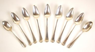 A set of seven silver George VI Grecian pattern grapefruit style teaspoons, Finnigans Ltd, Sheffield