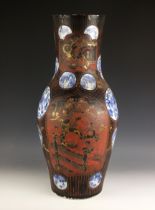 A large Japanese porcelain floor vase, Meiji Period (1868-1912), the baluster shaped vase with a