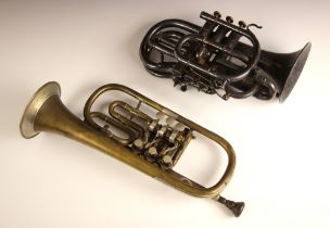 A German rotary valve trumpet by A Sprinz of Berlin, serial number 18 MGSSKW, with mouthpiece,