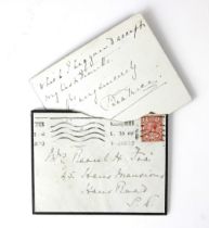 A mourning card hand written by Princess Beatrice (1857-1944), on embossed Kensington Palace