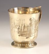 A George VI silver christening cup, Adie Brothers Ltd, Birmingham 1938, the cast handle with