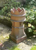 Two Victorian salt glazed crown top chimney pot, 79cm H (2)