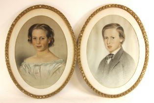 English school (mid 19th century), Four oval bust length portraits of children of various ages (