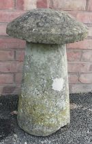 A sandstone staddle stone, of mushroom form, 66cm high