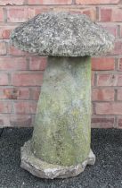 A sandstone staddle stone, of mushroom form, 72cm high