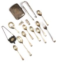 A set of six George V silver bright cut engraved teaspoons, Goldsmiths & Silversmiths Co Ltd, London