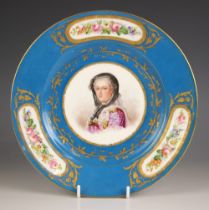 A Sevres Chateau Des Tuileries porcelain cabinet plate, circa 1844, the well painted with a bust